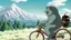 Placeholder: Yeti riding a bicycle, fun, family, award winning, Alberta