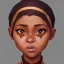 Placeholder: Portrait of an adorable dark skinned warlock little girl with brown hair by Jim