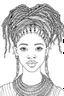 Placeholder: african girl face with beautiful hairstyle coloring page