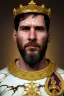 Placeholder: Realistic image, Baroque sculpture made in white marble with gold veins, Lionel messi with gold laurel leaves crown, decorative star on the chest, waist up portrait, marble material, gold ornaments, Baroque style, sun rays background, epic, celestial, cinematic lighting, God lights, 4k resolution, smooth details, soft lighting, unreal engine 5, art station, substance 3d.