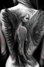 Placeholder: woman angel from back ultra realistic tattoo design