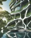 Placeholder: Stunning futuristic architectural masterpiece, biomorphic organic structure that combines nature and technology. A futuristic city, with polished chrome buildings and curved glass windows, fascinating summer weather. Intricate details and cantilevered sections. Trees, green areas and people