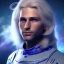 Placeholder: Beautiful cosmic man, blue eyes, long blond hair, smiling, cosmic suit, full body, galactic backdrop, soft lighting, hyper realistic, unreal engine 5, 16k