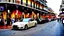 Placeholder: A Tesla's 'Model S Plaid' is racing at top speed, on Bourbon Street, in New Orleans. CINEMATIC. WIDE ANGLE LENS.