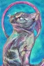 Placeholder: Aquarius zodiac sign, cat, blue, green, hyper realistic