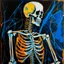 Placeholder: abstract acrylic paint of a skeleton, outline