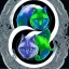 Placeholder: Gato branco de olhos azuis e gato preto de olhos verdes juntos em forma de ying yang