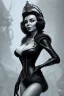 Placeholder: Joan Collins as evil queen in black leather, leather, busty, cleavage, angry, stern look. character design by cory loftis, fenghua zhong, ryohei hase, ismail inceoglu and ruan jia. unreal engine 5, artistic lighting, highly detailed, photorealistic, fantasy