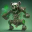 Placeholder: skeleton bear with clockwork body parts with cannon coming from mouth more green and brown