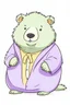 Placeholder: Wombat in purple hospital gown, cute cartoon