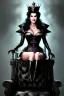 Placeholder: painting of lisa ann as evil queen in black leather, sitting on a throne, leather, angry, stern look, volumetric lighting, particales,highly detailed,cinematic, deep colours,8, highly detailed, digital painting, artstation, concept art, smooth, sharp focus,