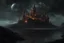 Placeholder: space castle floating in a dark storm, by a scifi artist