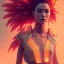 Placeholder: A beautiful portrait of a cyberpunk woman pissed off facing camera orange color scheme, high key lighting, volumetric light high details with white stripes and feathers unreal 5, octane render, cinema4d, dynamic lighting, dramatic lighting, 4k, redshift render, highly detailed, hyper realistic