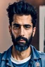 Placeholder: Polizeifoto Rami Malik mit Oberlippenbart in ärmelloser Denim Jacke und STP-T-Shirt, genervt in die Kamera starrend