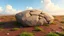 Placeholder: big rock on soil, cartoon style