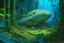 Placeholder: crushed spaceship in jungle, by Moebius