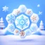 Placeholder: Cute seasonal infograph depicting winter, snowflakes are instead viral particles, polygon blender art, award winning