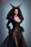 Placeholder: Geena Davis as evil queen in black leather, leather, busty, cleavage, angry, rage, stern look. character design by cory loftis, fenghua zhong, ryohei hase, ismail inceoglu and ruan jia. unreal engine 5, artistic lighting, highly detailed, photorealistic, fantasy