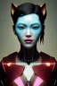 Placeholder: Medium Close Up Portrait, Front image. cyberpunk Asian woman, rabbit mask, pink short hair. latex suit. Red, black, gold, color. Ghost in the shell style. Color background, photo studio. Avatar image, highly detailed, concept art, smooth, unreal engine 5, god rays, ray tracing, RTX, lumen lighting, ultra detail, volumetric lighting, 3d, finely drawn, high definition, high resolution.