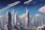 Placeholder: A Spaceship is taking off,Space Center on a heavy industrialized planet with a futuristic city in the background, ((retrofuturistic)), art by John Berkey, buildings with glass facades, brutalist architecture, insanely detailed, vibrant, 8k uhd, cinematic atmosphere, ultra-wide angle, street level view, brush strokes, blue sky with clouds, sharp focus