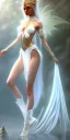 Placeholder: Symmetric cute and adorable female elven adventurer dressed in a fresh lightdress and bare feet into a white room, in style of Cedric Peyravernay Art, microdetails, ultradetailed and anatomically correct hands and feet, long shot --ar 2:3 --beta --upbeta