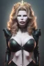 Placeholder: Kim Basinger as evil queen in black leather, busty, cleavage, curvy, angry, happy, stern look. character design by cory loftis, fenghua zhong, ryohei hase, ismail inceoglu and ruan jia. unreal engine 5, artistic lighting, highly detailed, photorealistic, fantasy