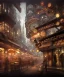 Placeholder: an intricately detailed digital illustration of a steampunk metropolitan city - scape inside of a steampunk double bacon cheeseburger, ultra realistic, concept art, intricate details, eerie, highly detailed, photorealistic, octane render, 8k, unreal engine. art by artgerm and greg rutkowski and charlie bowater and magali villeneuve and alphonse mucha