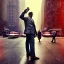 Placeholder: Picture 1950's street life, people, New York, blurred, abstractism, colours, strong texture, 3d