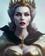 Placeholder: old evil queen in black leather gown, volouptous, busty, cleavage, angry, emperious, 8k resolution concept art portrait by Greg Rutkowski,