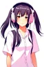 Placeholder: An Asian girl in a white shirt and headphones. Anime style