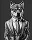 Placeholder: full head, full head, Illustrative sketch of a image of an angry humanoid dog, suit and tie, arte lineal ultra quality, 8k, full head, full head