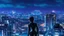 Placeholder: Clear Focus, High resolution, Beautiful girl standing backwards to a Cyberpunk skyline, comic style