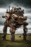 Placeholder: big (AUTOFARM) title at top landrover sheep steampunk robot man