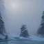 Placeholder: lost, feeling, winter landscape, ice field, crystals, surreal, dreamlike, foggy