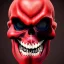 Placeholder: portrait, red skull of devil, teeth in nose, pixar style