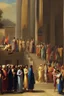 Placeholder: People standing in a line to vote classical painting