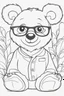 Placeholder: Outline art for cute coloring pages with bear with glasses, full body, white background, sketch style, only use outline, clean line art, no shadows and clear and well outlined.