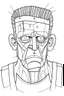 Placeholder: A Frankenstein. Outline, sketch style, only use outline, mandala style, clean line art, white background, no shadows, no clear wall, coloring page.