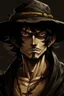 Placeholder: Portrait of Kuro, from One Piece manga, Caravaggio style