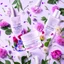 Placeholder: a bottle for cosmetics and a cream jar, behind a beautiful floral purple background, a picture top view, in the background there are beautiful spring flowers and a drop of cream, high-quality picture, top view