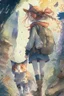 Placeholder: a girl and cat on a adventure, 4k, full detail, high resolution, digitalart, anime, watercolor