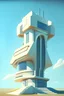Placeholder: a futuristic house on a pilaster on a sunny day