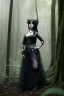 Placeholder: full length photo of a tig biddy goth girl, looking at camera, background is a dense forest, highly detailed, 4 k, hdr, smooth, sharp focus, high resolution, award – winning photo