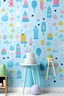 Placeholder: birthday blue wallpapar with pastel colours and birthday stickers,imojis