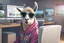 Placeholder: A llama typing on a desktop computer, wearing a cool hoodie and sunglasses, office room in the background, photorealistic, 4K, hd