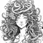 Placeholder: Make black and white cute drawing of a Medusa with black bold lines. Only outline, no grayscale. A Medusa with a head full of smiling, tiny snakes, instead off a hair! She’s standing in a garden of stone statues that she has lovingly decorated with flowers, showing a gentle personality.
