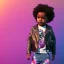 Placeholder: Zaire beetz toddler, full body, leather jacket, floral shirt, floral skirt, Nike sneaker, soft skin, city background, dramatic lighting, hyper realistic