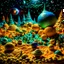 Placeholder: Detailed creepy landscape made of modeling clay, stars and planets, Roger Dean, Tim Burton, strong texture, Ernst Haekel, extreme detail, Max Ernst, decal, rich moody colors, sparkles, bokeh, odd