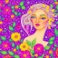 Placeholder: very beautiful portrait, bright fairy, , flowery landscape, cosmic atmosphere, perfect composition, 8k, super detailed, delicate flowers, complementary colours, intricate details, realistic