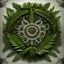 Placeholder: realistic image like a photo of nature mandala with ferns, roots